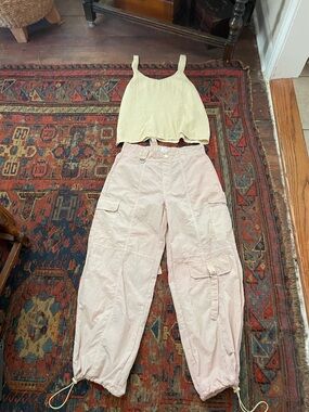 Cargo Pants Light Peachy Pink Y2K 30” Waist  28” Inseam Cinch Ankles